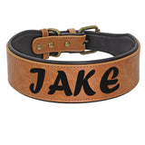 Personalized Leather Pet Collar Wide Padded Pet ID Collars Free Engraving