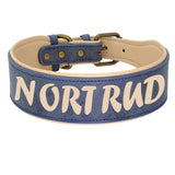 Personalized Leather Pet Collar Wide Padded Pet ID Collars Free Engraving