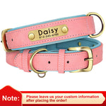 Customized Leather ID Nameplate Pet Collar Soft Padded Dogs Collars Free Engraving