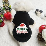 Merry Christmas Pet Print Sweater Warm and Velvet Cotton Cat and Dog Clothing Small Dog Clothing