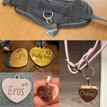 Dog ID Heart Tag Custom Personalized  Collar Pendant Engraved Pet Necklace Chain Charm   FREE Engraving