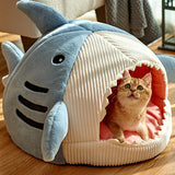 Four Seasons Universal Cat Bed Big Mouth Shark Pet Nest and Cushion 2 In 1 Dog House Sleep Bag  Cotton Kennel