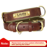 Customized Leather ID Nameplate Pet Collar Soft Padded Dogs Collars Free Engraving