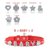 (Free Bling Rhinestone Letter)  Custom Pet Cat/Dog Collar Leather Collars For Small-X_Large  Dogs and Cats