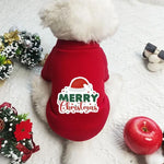 Merry Christmas Pet Print Sweater Warm and Velvet Cotton Cat and Dog Clothing Small Dog Clothing