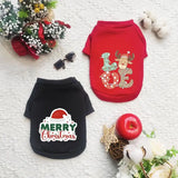 Merry Christmas Pet Print Sweater Warm and Velvet Cotton Cat and Dog Clothing Small Dog Clothing