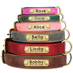 Customized Leather ID Nameplate Pet Collar Soft Padded Dogs Collars Free Engraving