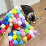 Interactive Launch Training Cat Toys Creative Kittens Mini Pompoms  Plush Ball Toys