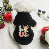 Merry Christmas Pet Print Sweater Warm and Velvet Cotton Cat and Dog Clothing Small Dog Clothing