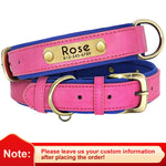 Customized Leather ID Nameplate Pet Collar Soft Padded Dogs Collars Free Engraving