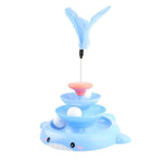 Cat Swivel Toy Ball Self Interesting Dolphin Design With Feathers Pet Stick Funny Auto Combination Supplies