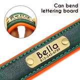 Customized Leather ID Nameplate Pet Collar Soft Padded Dogs Collars Free Engraving