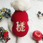 Merry Christmas Pet Print Sweater Warm and Velvet Cotton Cat and Dog Clothing Small Dog Clothing