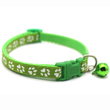 Adjustable Paw Print Cat Collar With Bell   Anti-Strangling