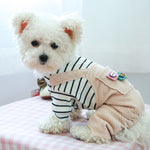 Black&White Striped Soft Tee W/ Pocket Overalls ; For Dogs or Cats