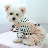 Black&White Striped Soft Tee W/ Pocket Overalls ; For Dogs or Cats