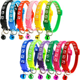 Adjustable Paw Print Cat Collar With Bell   Anti-Strangling