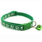 Adjustable Paw Print Cat Collar With Bell   Anti-Strangling