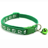 Adjustable Paw Print Cat Collar With Bell   Anti-Strangling