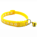 Adjustable Paw Print Cat Collar With Bell   Anti-Strangling