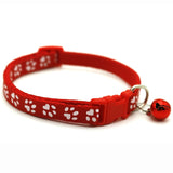 Adjustable Paw Print Cat Collar With Bell   Anti-Strangling