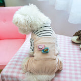 Black&White Striped Soft Tee W/ Pocket Overalls ; For Dogs or Cats