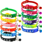 Adjustable Paw Print Cat Collar With Bell   Anti-Strangling