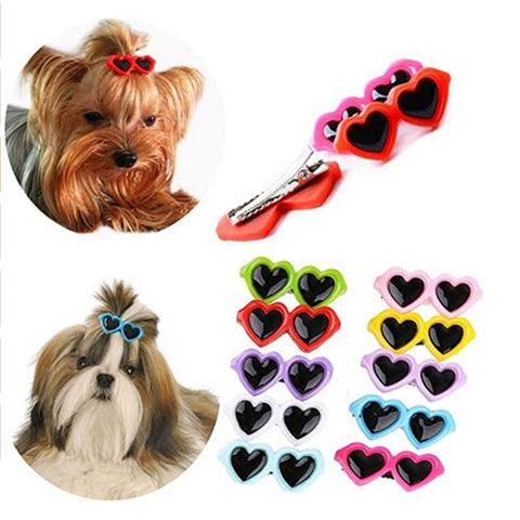 5pcs Dog Hair Clips;  Sunglass Hairpins;  Hair Barrette;  Heart Shape Pet Hair Clips for Pets