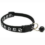 Adjustable Paw Print Cat Collar With Bell   Anti-Strangling