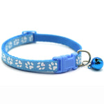 Adjustable Paw Print Cat Collar With Bell   Anti-Strangling