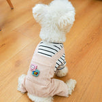 Black&White Striped Soft Tee W/ Pocket Overalls ; For Dogs or Cats