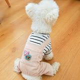 Black&White Striped Soft Tee W/ Pocket Overalls ; For Dogs or Cats