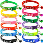 Adjustable Paw Print Cat Collar With Bell   Anti-Strangling