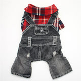 Denim Plaid Overalls for Cats or Dogs