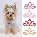 Pet Faux Pearl Crown Shape Bows