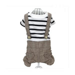 Striped Shirt with Overall 
Shorts ;Dog Clothes for Spring/ Fall