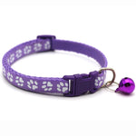 Adjustable Paw Print Cat Collar With Bell   Anti-Strangling
