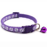 Adjustable Paw Print Cat Collar With Bell   Anti-Strangling