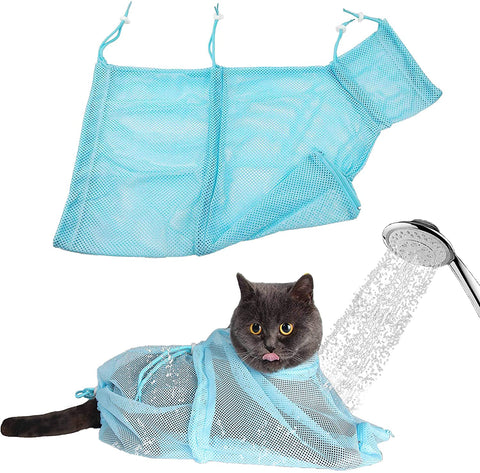 Upgrade Cat Grooming Bag;  Bathing Shower Mesh Bag;  Adjustable Breathable Polyester Anti-Bite Anti-Scratch Cat Restraint Bath Bag