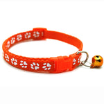 Adjustable Paw Print Cat Collar With Bell   Anti-Strangling