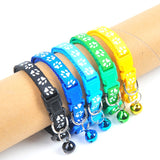 Adjustable Paw Print Cat Collar With Bell   Anti-Strangling