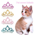 Pet Faux Pearl Crown Shape Bows