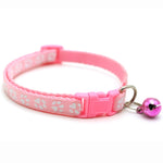 Adjustable Paw Print Cat Collar With Bell   Anti-Strangling