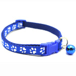 Adjustable Paw Print Cat Collar With Bell   Anti-Strangling