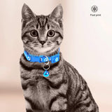 Adjustable Paw Print Cat Collar With Bell   Anti-Strangling