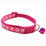 Adjustable Paw Print Cat Collar With Bell   Anti-Strangling