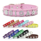 (Free Bling Rhinestone Letter)  Custom Pet Cat/Dog Collar Leather Collars For Small-X_Large  Dogs and Cats