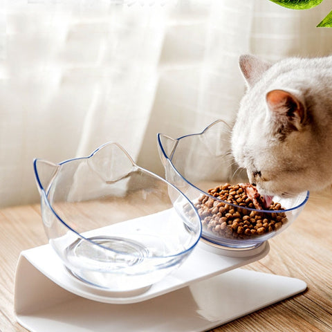 Non-slip Double Bowls with Raised Stand; Pet Food & Water Bowls