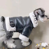 Luxury Leather / Fleece  Jacket For Small /Med Dogs