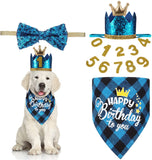 Dog Birthday Party Supplies; Bandana Scarf ,Shiny Crown Hat, Bow Collar